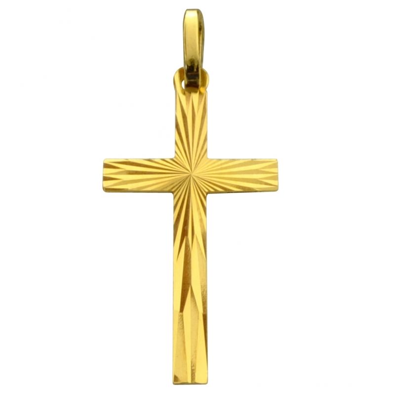 Croix facettée 23 x 16 mm (or jaune 375°) Premiers Bijoux