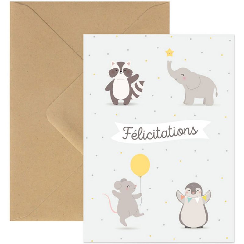 Carte animaux Félicitations Zü