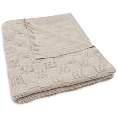 Couverture en tricot Box Knit Warm Sand (100 x 150 cm) - Jollein