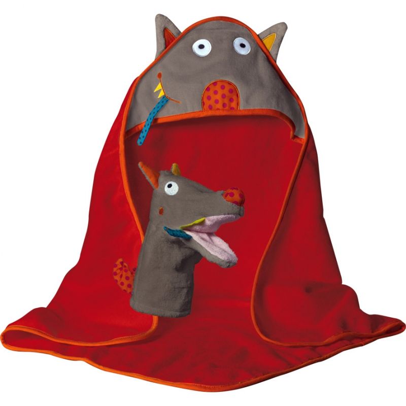 Cape de bain + gant T'es Fou Louloup (75 x 75 cm) Ebulobo