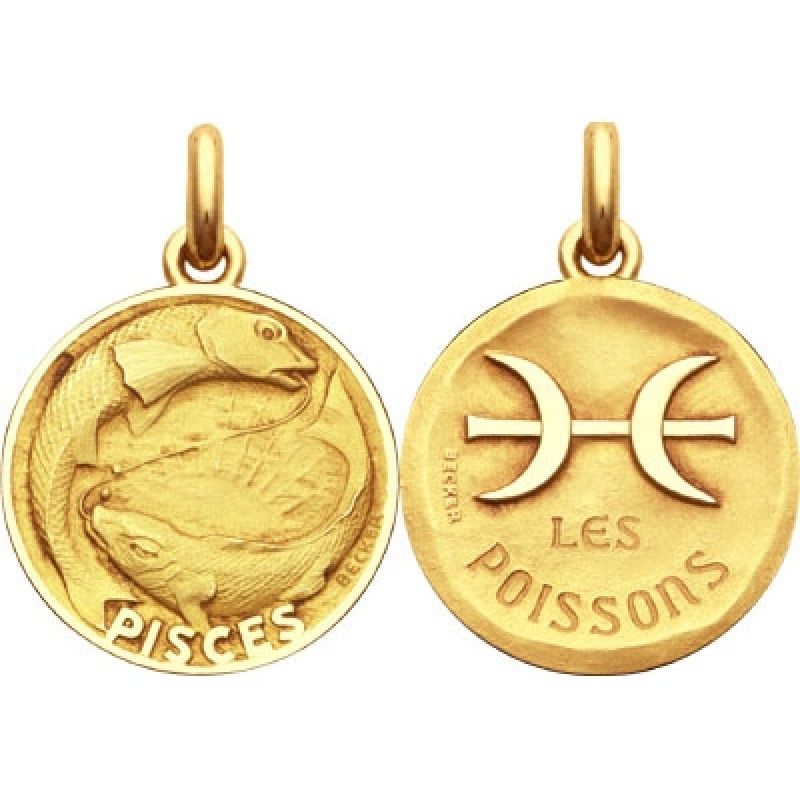 Médaille signe Poisson avec revers (or jaune 750°) Becker