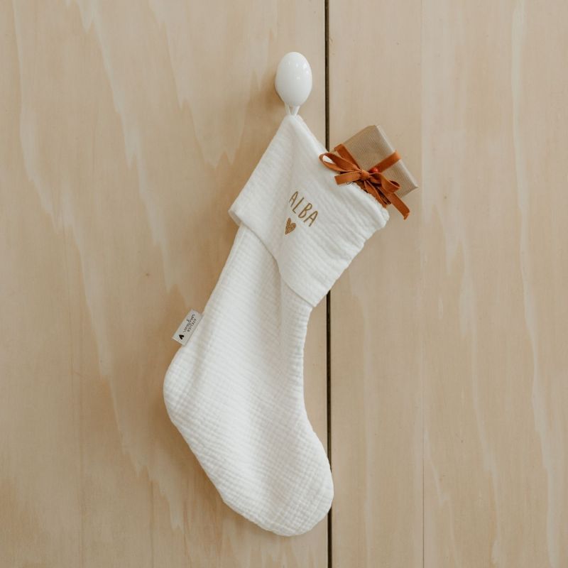 Chaussettes de Noël Gaze Ecru (personnalisable) Atelier Wagram Ambiance 6