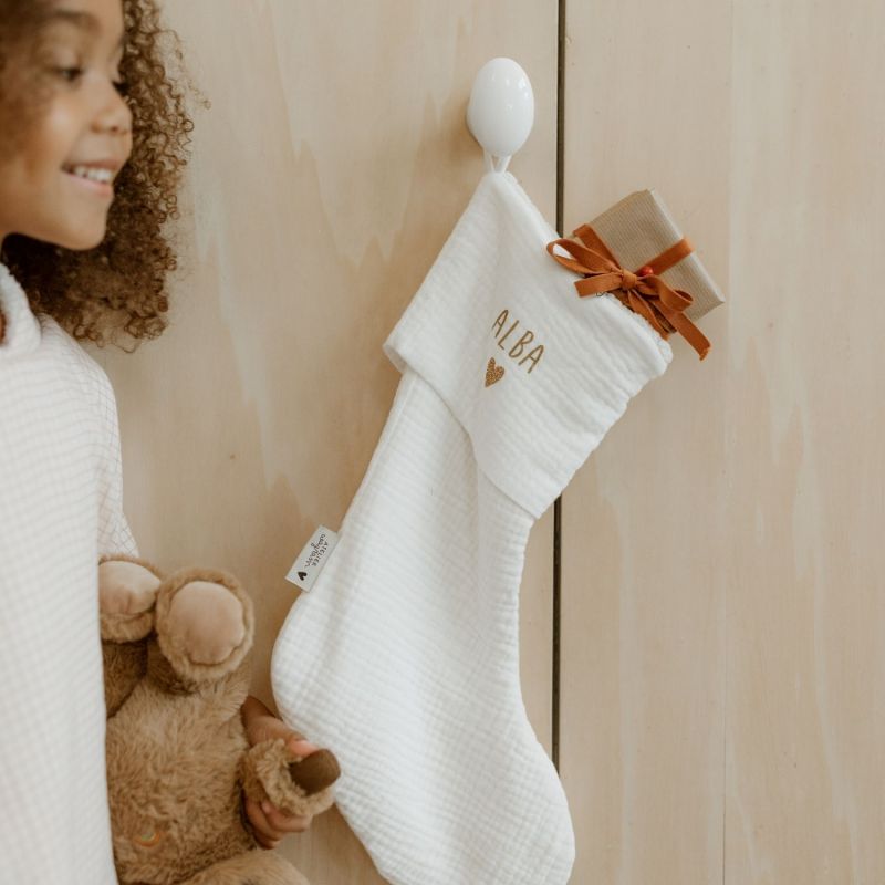 Chaussettes de Noël Gaze Ecru (personnalisable) Atelier Wagram Ambiance 7