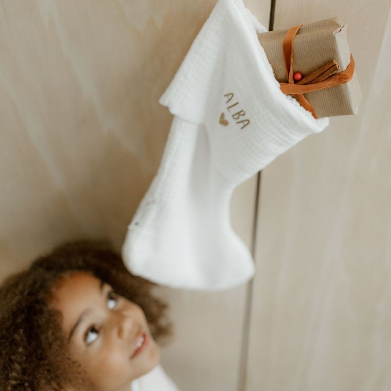 Chaussettes de Noël Gaze Ecru (personnalisable) Atelier Wagram Ambiance 9