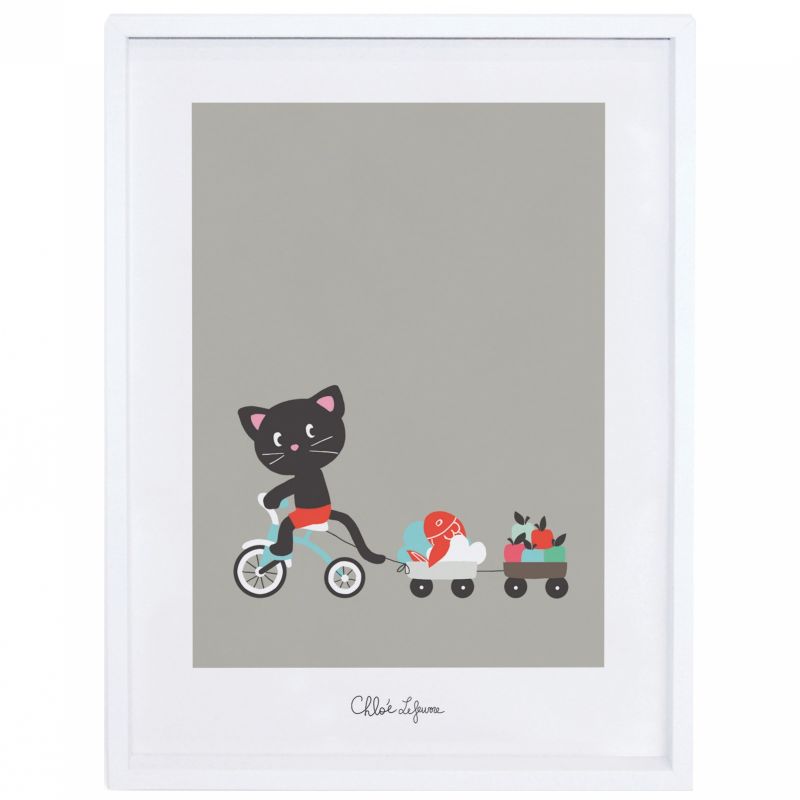 Affiche encadrée Petit tour de tricycle by Chloe Lefeuvre (30 x 40 cm) Lilipinso