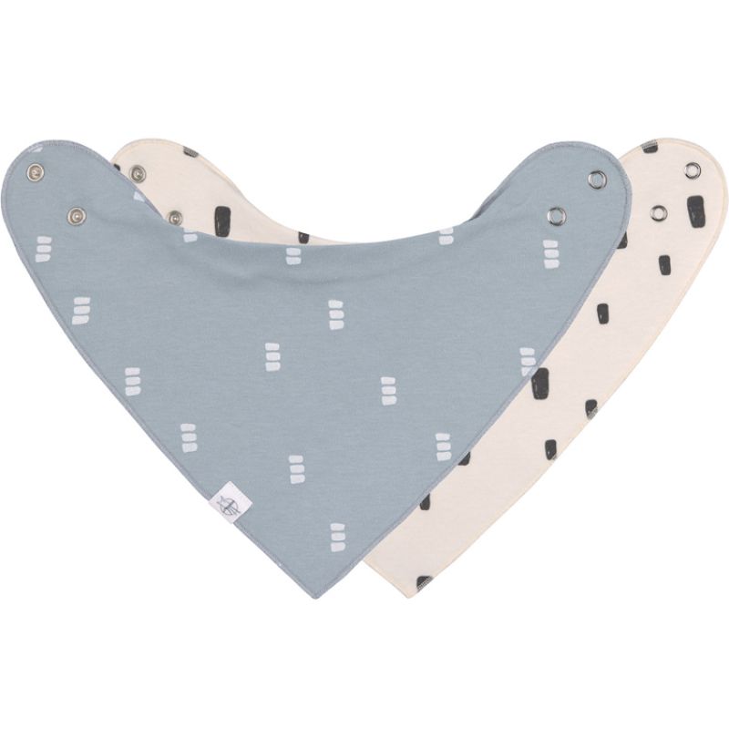 Lot de 2 bavoirs bandanas en coton bio bleu et blanc Lässig