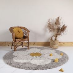 Tapis rond Bohemian daisy beige