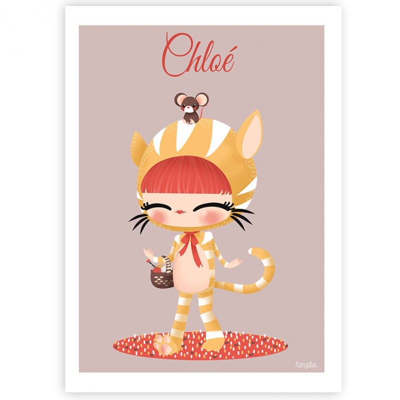 Affiche A4 Les adorables costumés Le chat (personnalisable) Kanzilue
