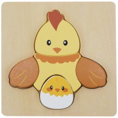 Puzzle en bois Poule (5 pièces) - Sapin Malin