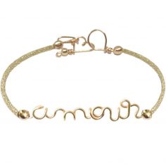Bracelet cordon paillette Amour goldfilled jaune (personnalisable) - Padam Padam