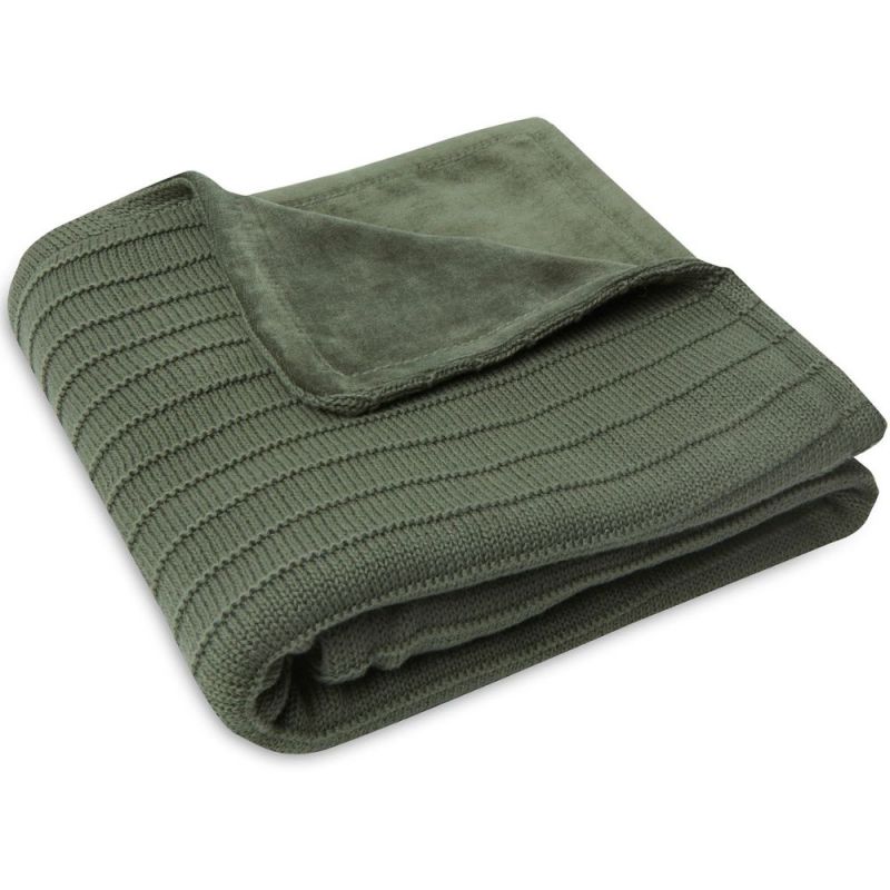 Couverture polaire en coton bio Pure Knit Leaf Green (75 x 100 cm) Jollein