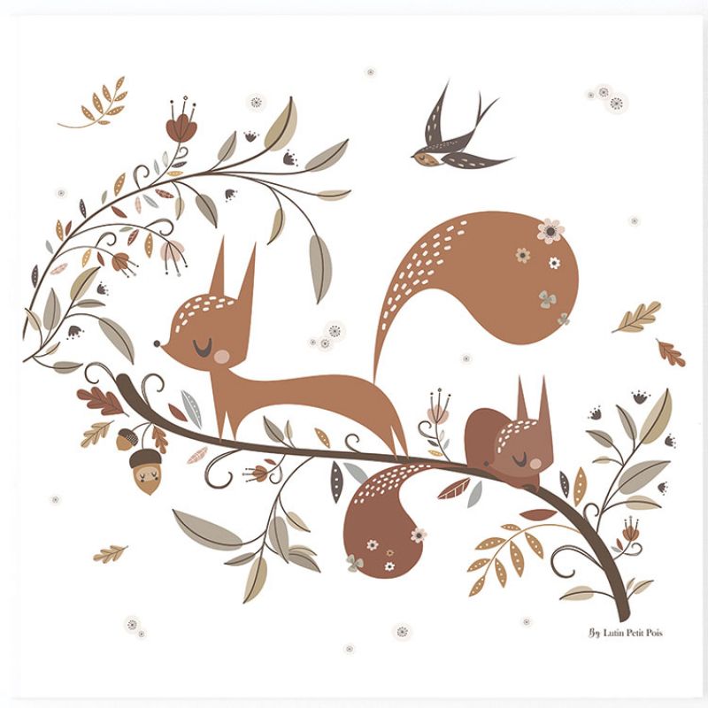Affiche carrée Écureuil (29,7 x 29,7 cm) Lutin Petit Pois