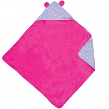 Couverture bébé à capuche P’tite Puce rose  par BB & Co