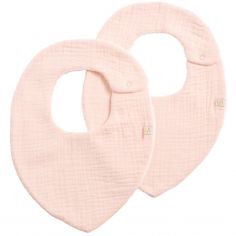 Lot de 2 bavoirs en double gaze de coton Pétale - Sauthon