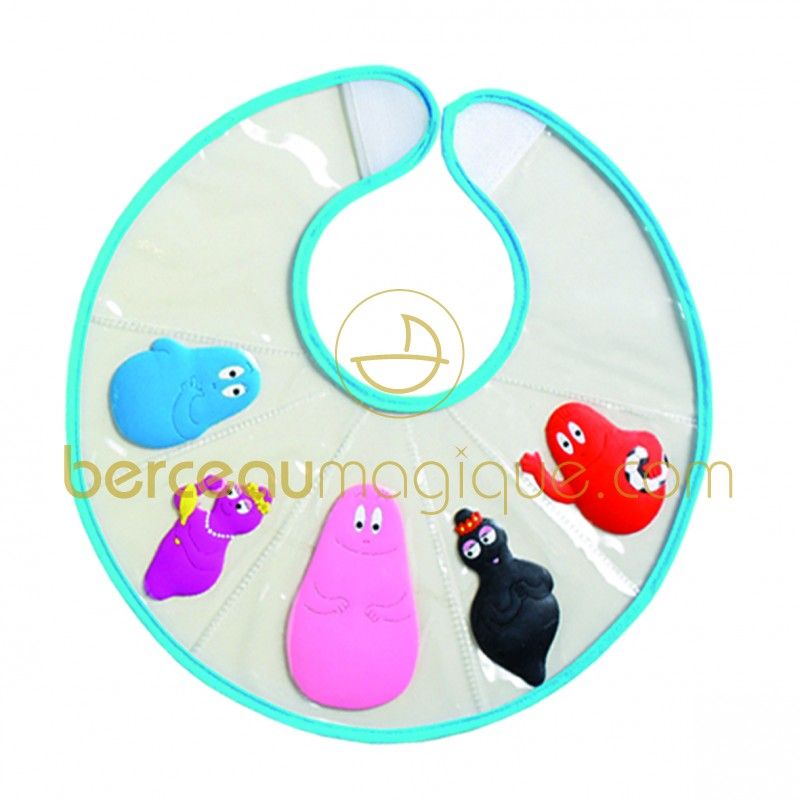 Bavoir 1er âge avec figurines Barbapapa bleu Babycalin