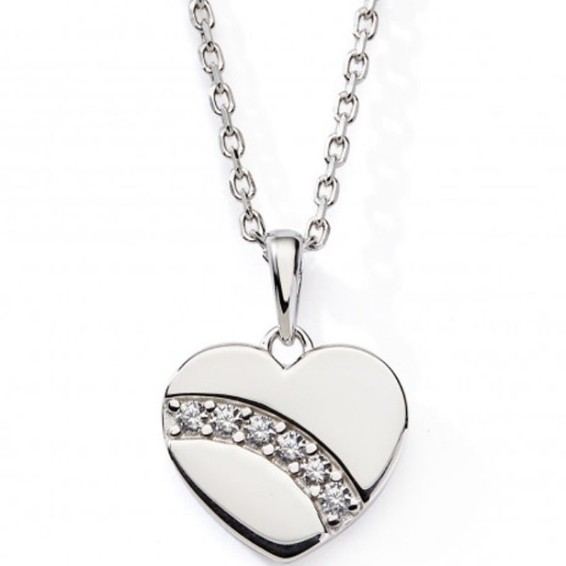 Collier Coeur avec zirconium 42 + 3 cm (argent) Baby bijoux
