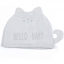 Bonnet de naissance Hello Baby gris clair  par Walking Mum