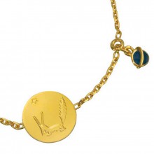 Bracelet médaille le Renard du Petit prince, breloque planète bleue (or jaune 750° et émail)  par Monnaie de Paris