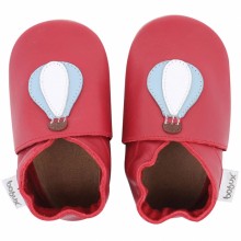 Chaussons en cuir Soft soles rouge montgolfière (3-9 mois)  par Bobux