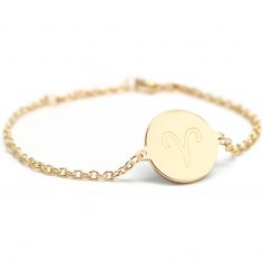 Bracelet chaîne médaille Bélier personnalisable (plaqué or) - Petits trésors