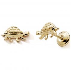 Boucles d'oreilles à vis Tortue de terre (or jaune 375°) - Baby bijoux