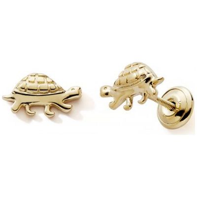 Boucles d'oreilles à vis Tortue de terre (or jaune 375°)