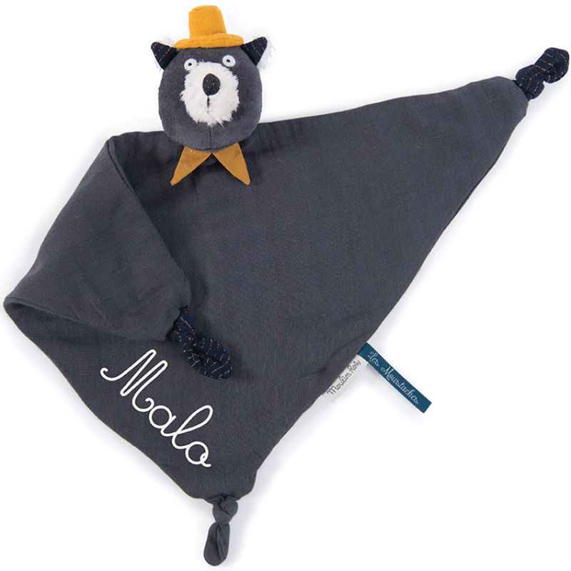 Doudou plat Alphonse le chat Les Moustaches (personnalisable) Moulin Roty