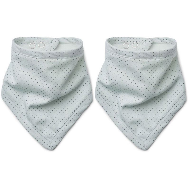 Lot de 2 bavoirs bandanas Johanne pois vert mint Liewood