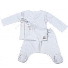 Ensemble tee-shirt et pantalon Hello Baby gris clair (1-3 mois)  par Walking Mum