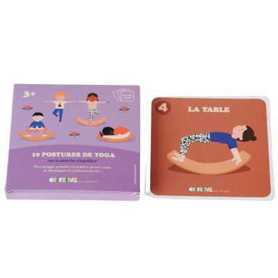 Lot de 10 cartes postures de Yoga (à réaliser sur une planche d'équilibre)  par Observe Montessori