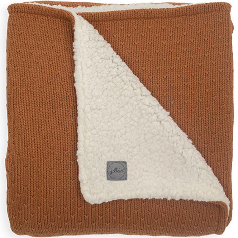 Couverture en tricot Teddy Bliss knit caramel (75 x 100 cm) Jollein