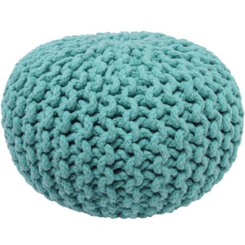 Pouf tricoté bleu Lili aqua (30 x 20 cm) Nattiot