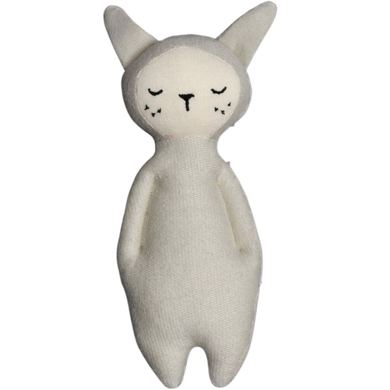 Hochet en coton bio lapin gris glacé (17 cm) Fabelab