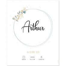 Affiche de naissance eucalyptus doré personnalisable (40 x 50 cm)  par Mes Mots Déco