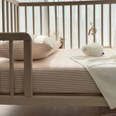 Drap housse percale de coton Rayé Peach (70 x 140 cm)