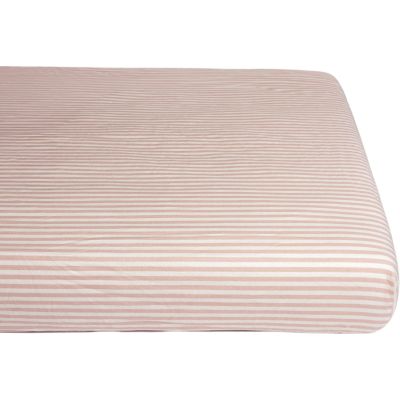 Drap housse percale de coton Rayé Peach (70 x 140 cm)  par Kadolis