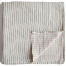 Maxi lange en coton bio Sage stripes (120 x 120 cm)  par Mushie
