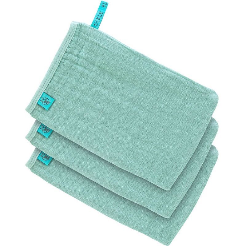 Lot de 3 gants de toilette en mousseline vert menthe Lässig