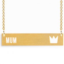 Collier chaîne 40 cm pendentif Mum barre couronne ajourée 35 mm (vermeil doré)  par Coquine