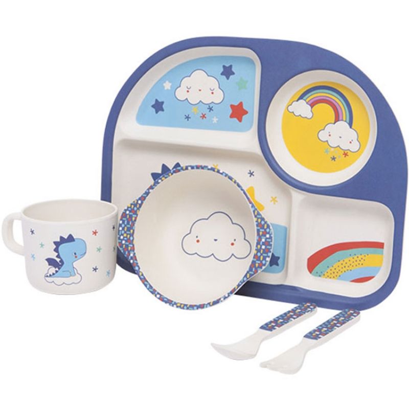 Coffret repas bébé en bambou Enjoy & Dream bleu (5 pièces) Tuc Tuc