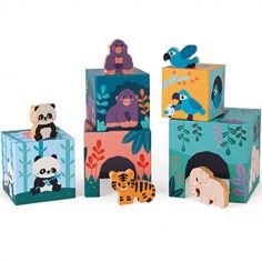 Cubes à empiler avec figurines Animaux WWF (5 cubes)