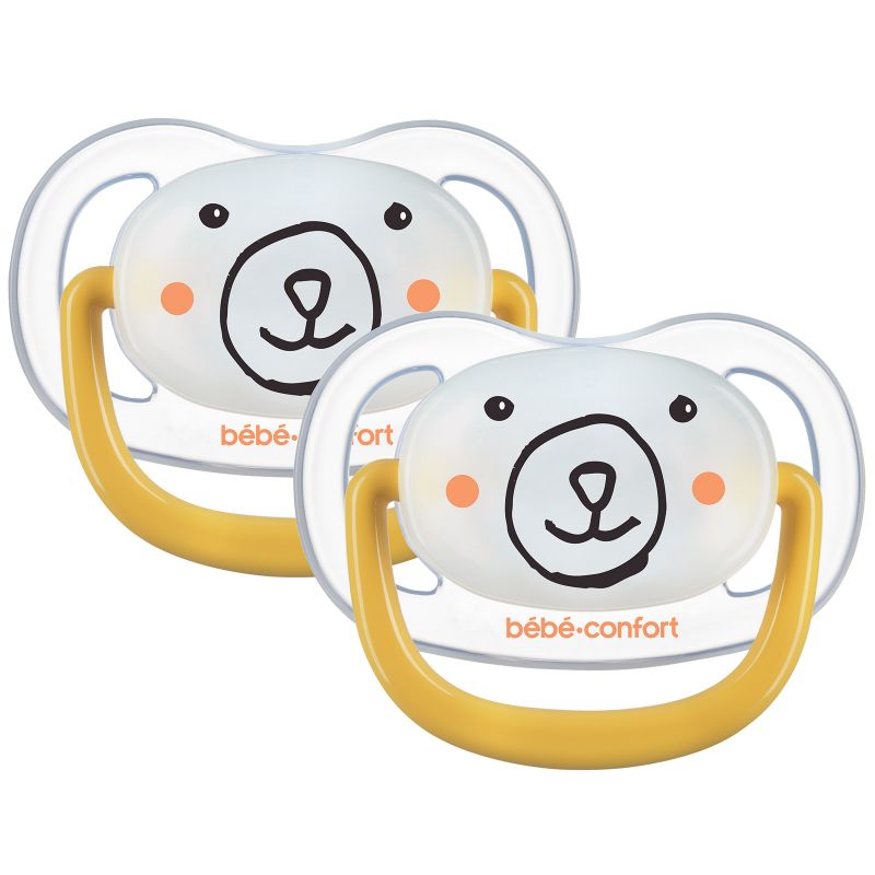 Lot de 2 sucettes physiologiques phosphorescentes Air confort Bear (0-6 mois) Bébé Confort
