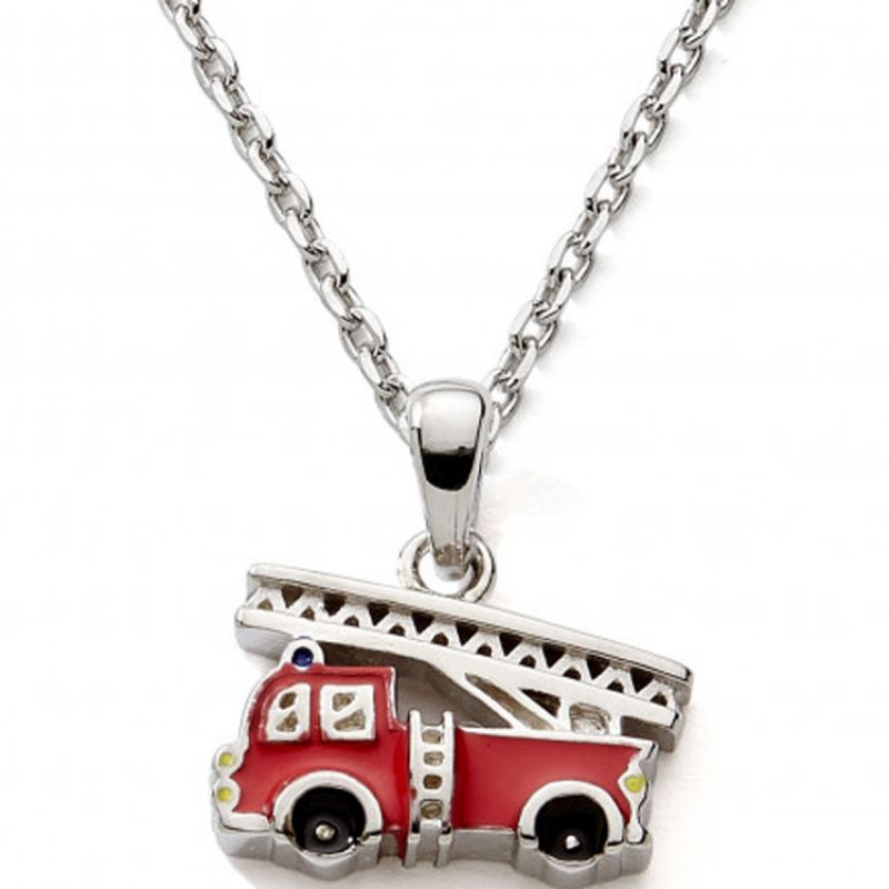 Collier Camion de pompiers 42 + 3 cm (argent) Baby bijoux
