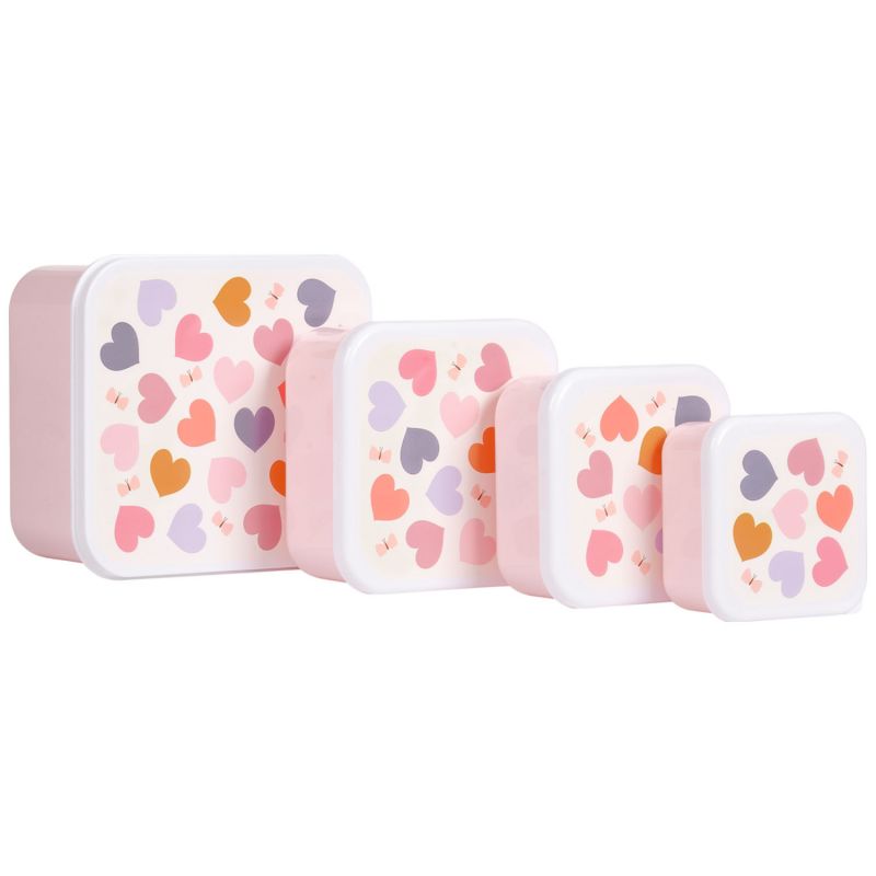 Lot de 4 boîtes à goûter Cœurs - Reconditionné A Little Lovely Company Produit 1