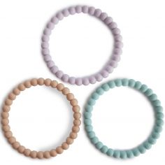 Lot de 3 bracelets de dentition Pearl Lilac/Cyan/Soft peach