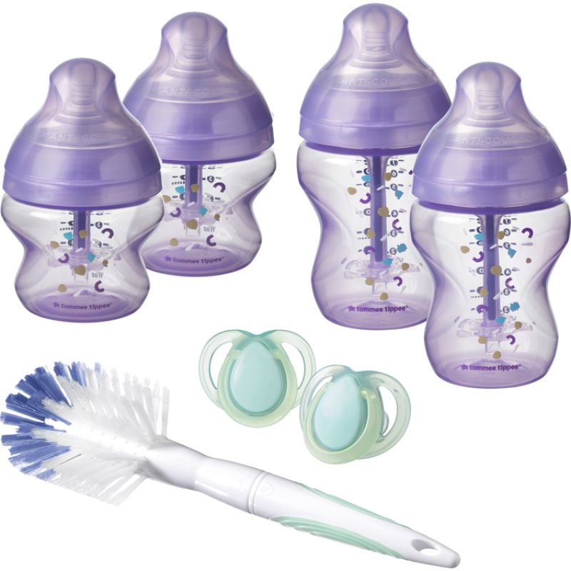 Coffret naissance sucette et biberon anti-colique avancé violet Tommee Tippee