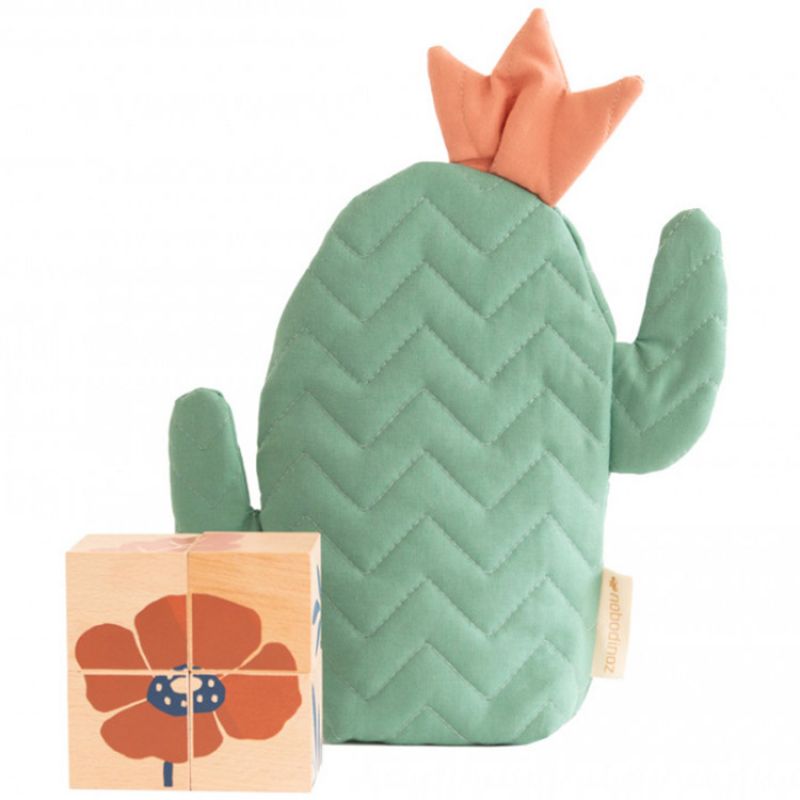 Puzzle cubes en bois plantes (4 cubes) Nobodinoz