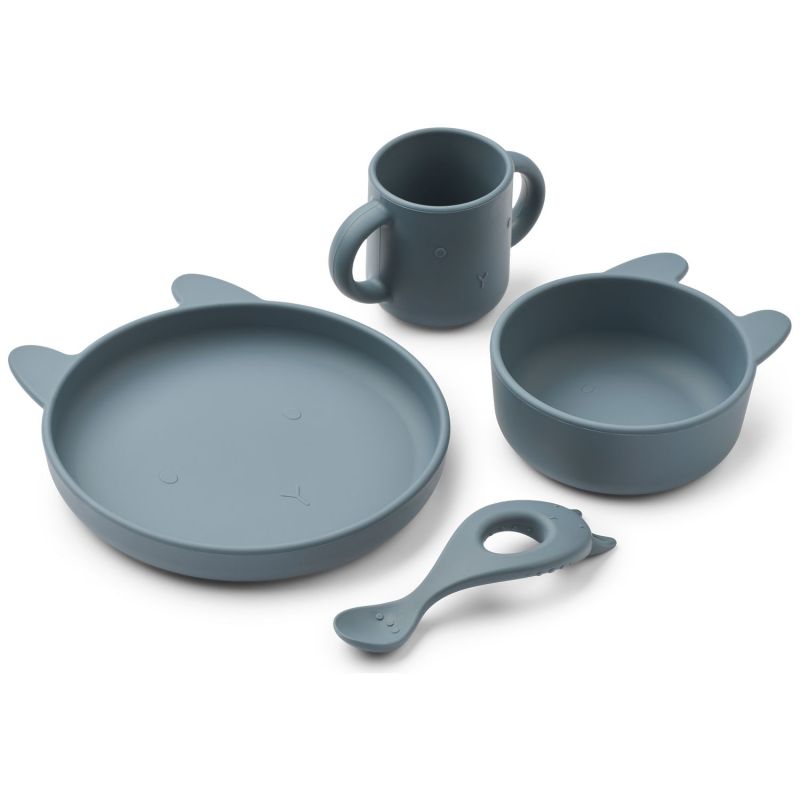Coffret repas en silicone Vivi Rabbit Whale Blue (4 pièces) Liewood Produit 1