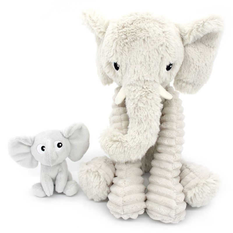 Peluche Eléphant maman et bébé Les Ptipotos Gris clair (35 cm) Les Déglingos Produit 1