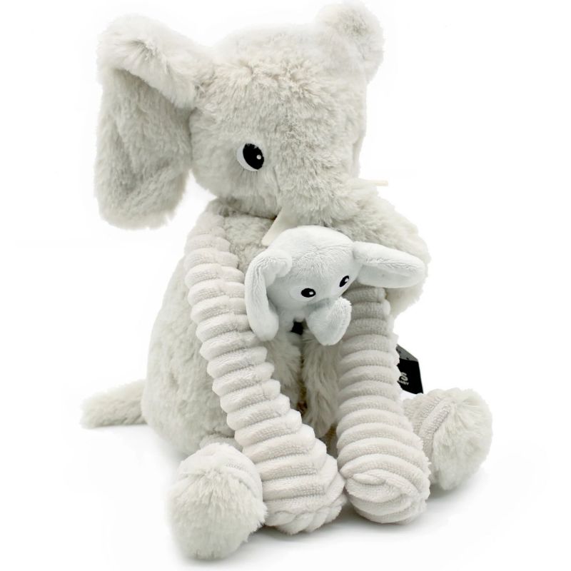 Peluche Eléphant maman et bébé Les Ptipotos Gris clair (35 cm) Les Déglingos Produit 4